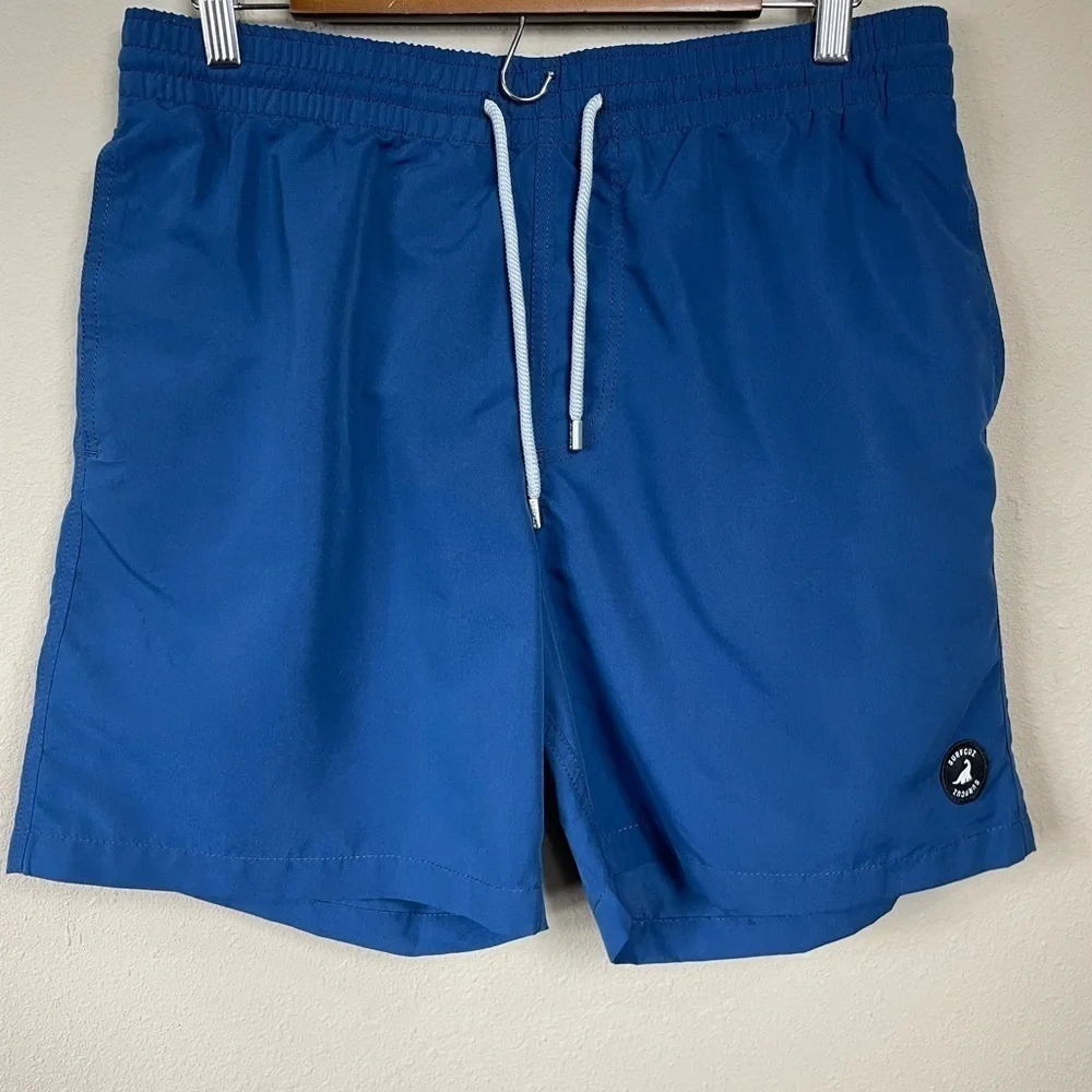 SURFCUZ Mens Swim Shorts Quick Dry Beach Shorts mesh lining pockets, sz L EUC